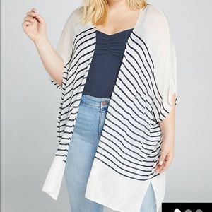 Lane Bryant blue and white open front poncho